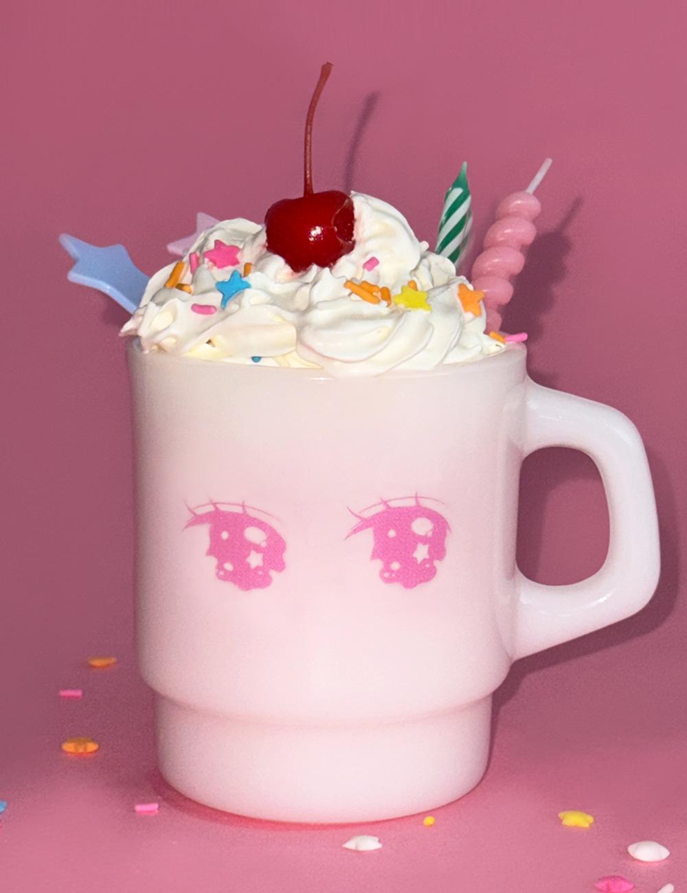 Dreaming eyes milk glass pink