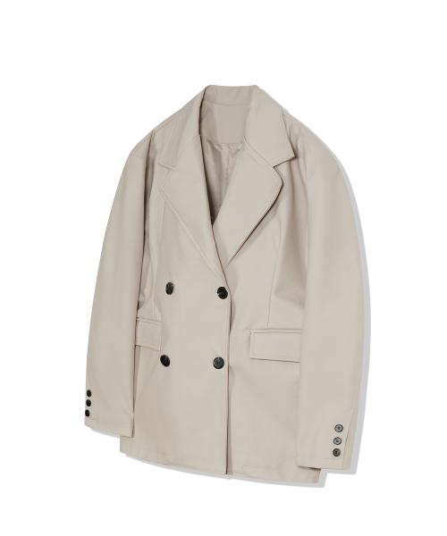 85-VIVA044 [비건레더] 빈티지 셰입 하프 레더 자켓 아이보리