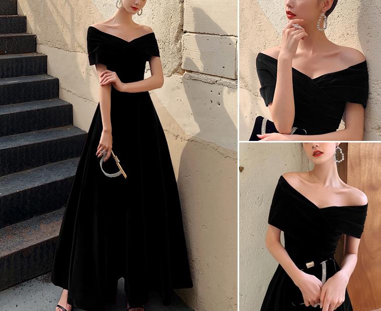 PTL454심플 벨벳 드레스 블랙 레드 홈커밍 고등학교 졸업 댄스 파티드레스 프롬파티 연말 시상식 연주회드레스 2부 원피스