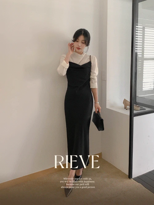 리에브 드레이프 슬립 나시 원피스(하객룩)