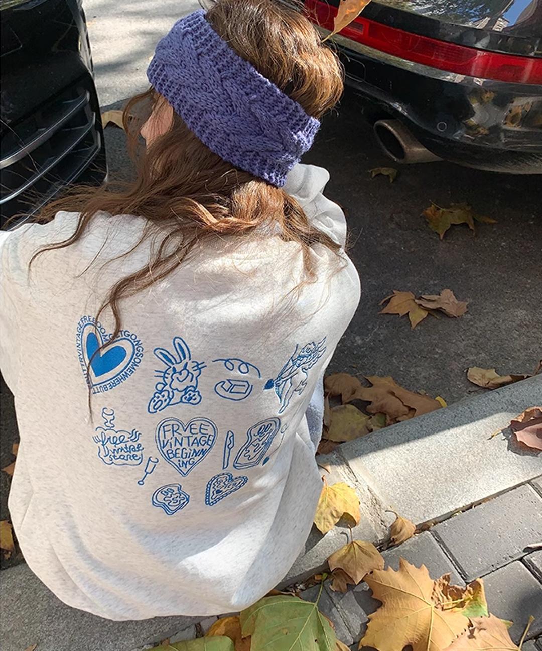 미즈민 [쭈리 맨투맨 자체제작/소프트소재/스탠다드핏☀️일러스트 포인트/퀄보장🚛무배] 멜몬 일러스트 자수 맨투맨 s161127