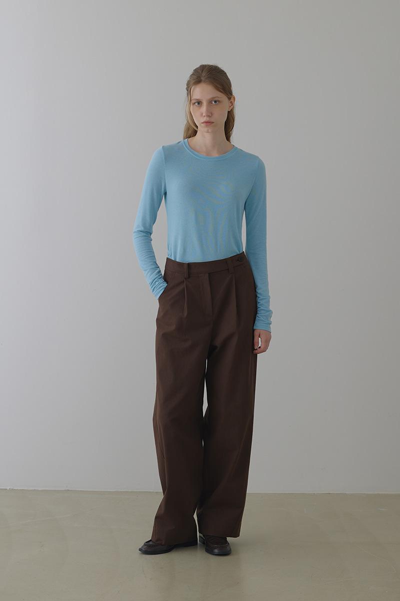 [9차]shirring long sleeve top_aqua blue