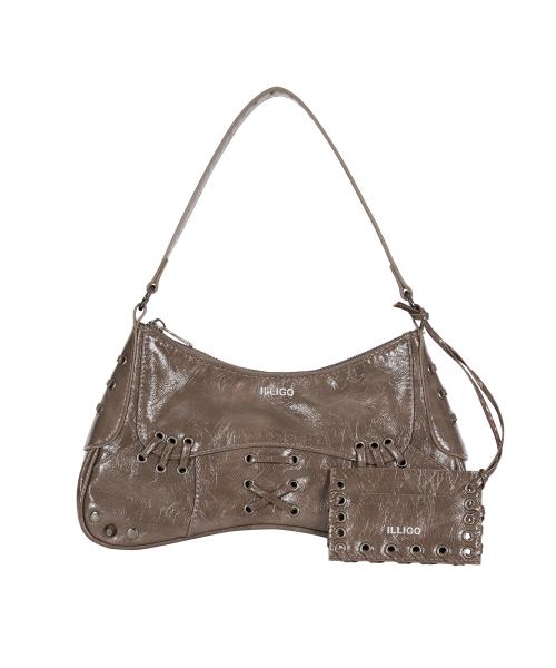 아일렛 스터드 숄더 백 브라운