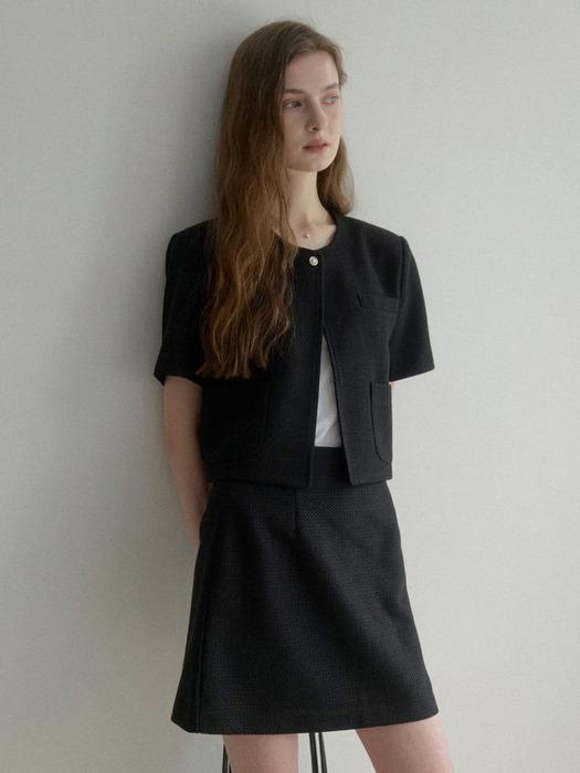 One tweed Crop jacket (black)