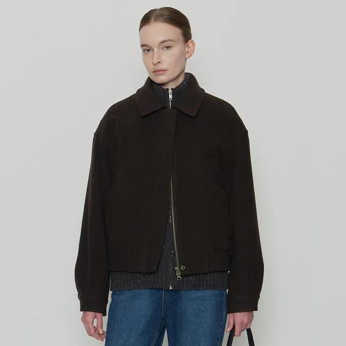 Collar Wool Blouson - Dark Brown