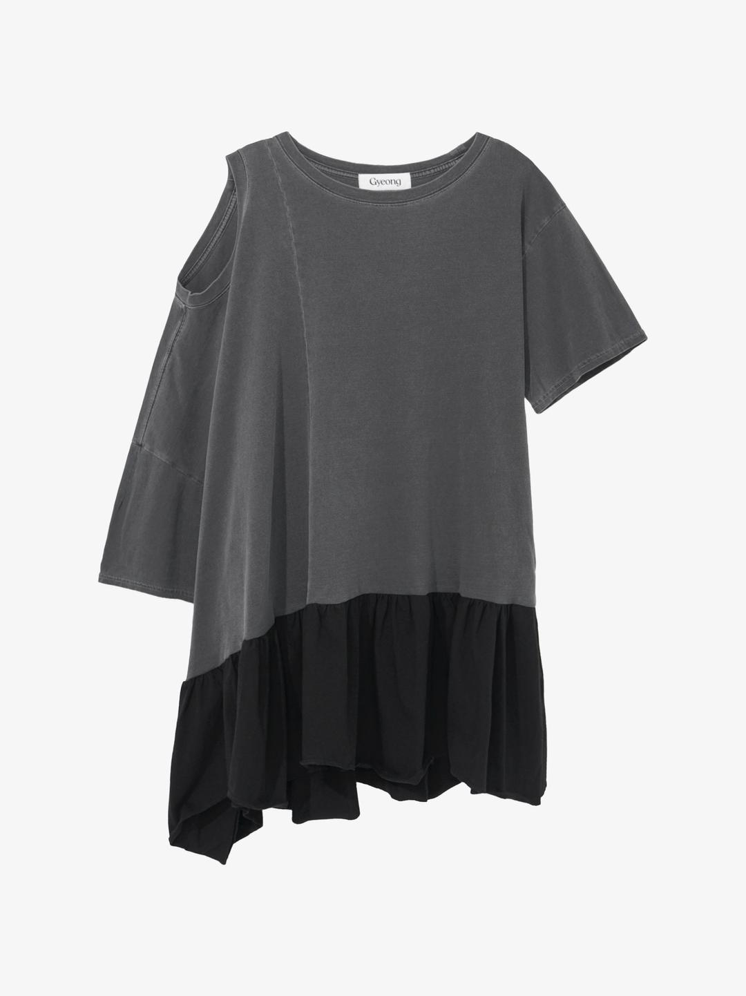 Open Shoulder Mini Dress_Charcoal