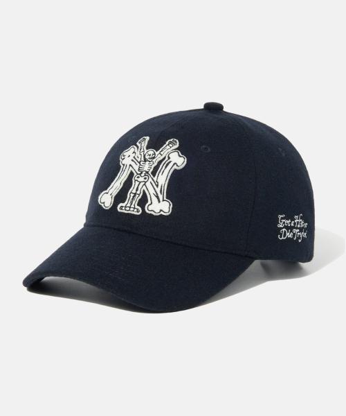 NY Skeletons Wool Ball Cap Dark Navy