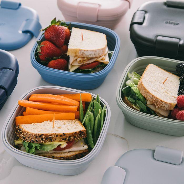 스토조 접이식 실리콘 사각 도시락통 밀폐용기 박스 700ml