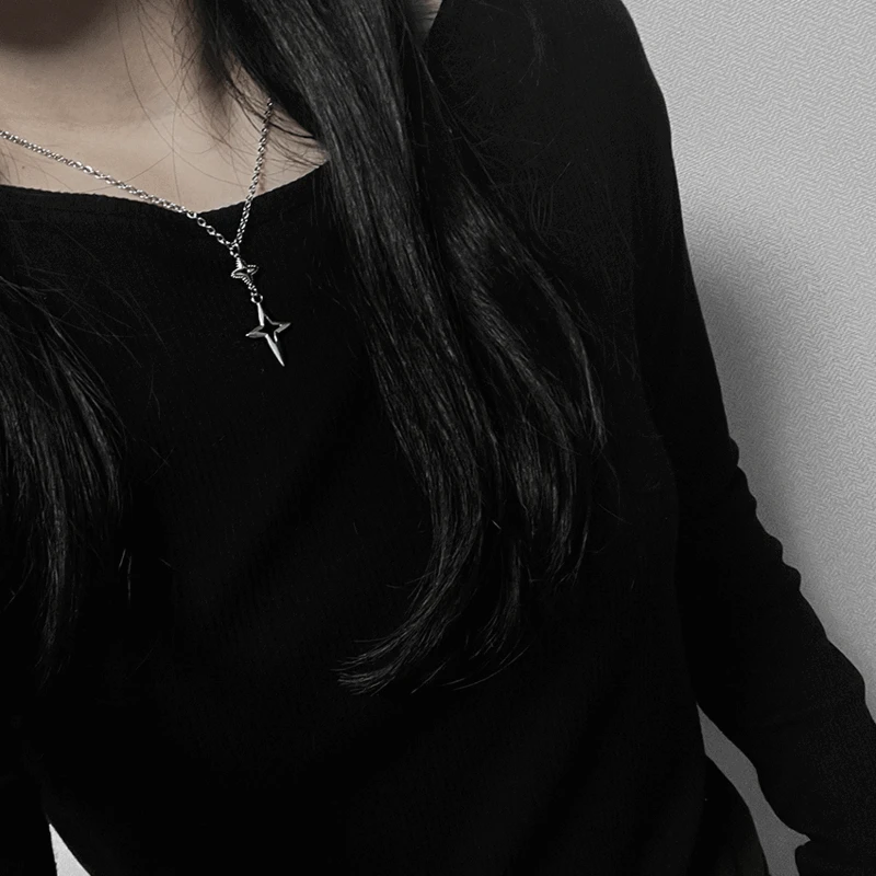 [써지컬] 롱 믹스 스파클 목걸이