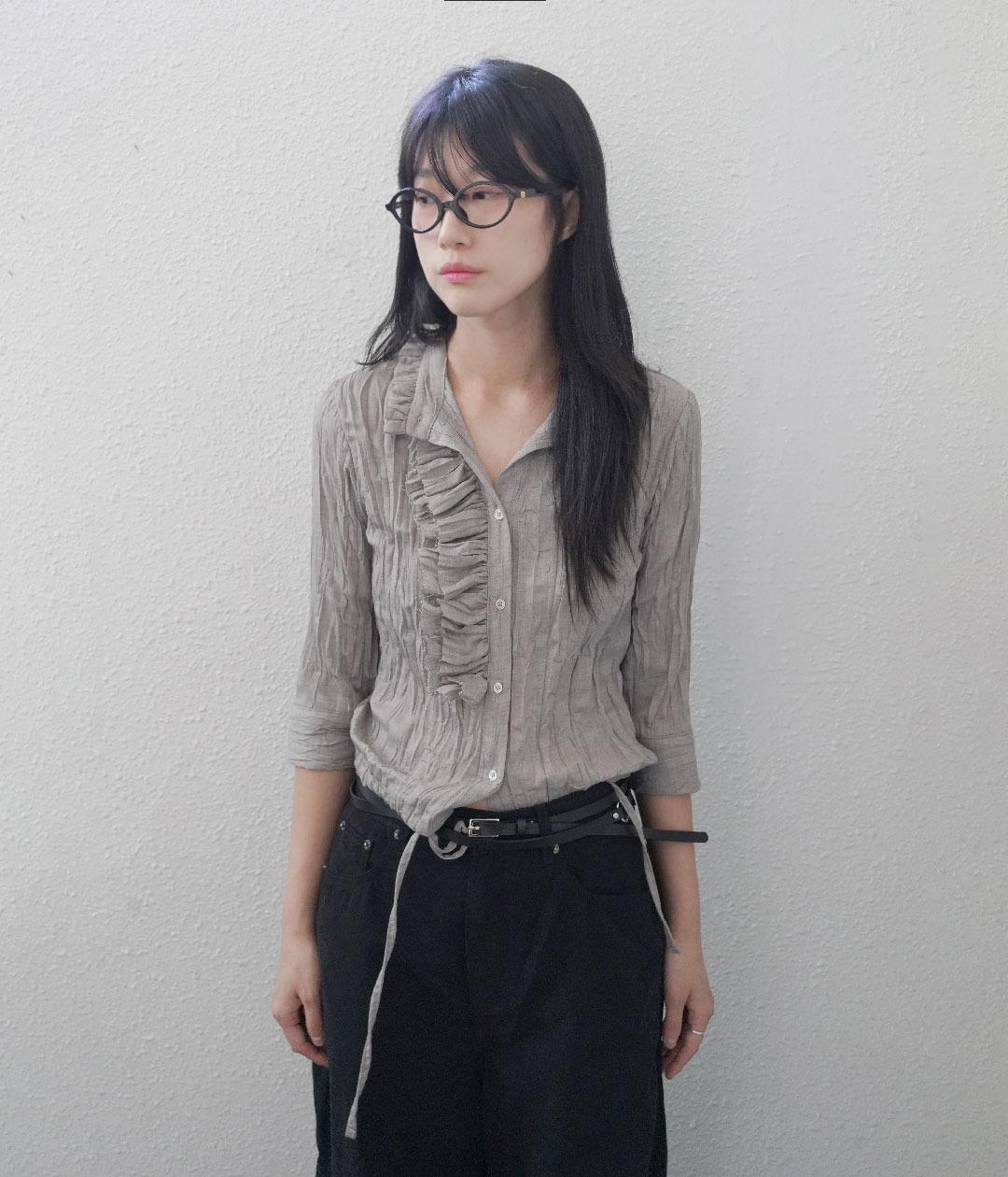 [오늘 출고] 플리츠 러플 블라우스 (2c)