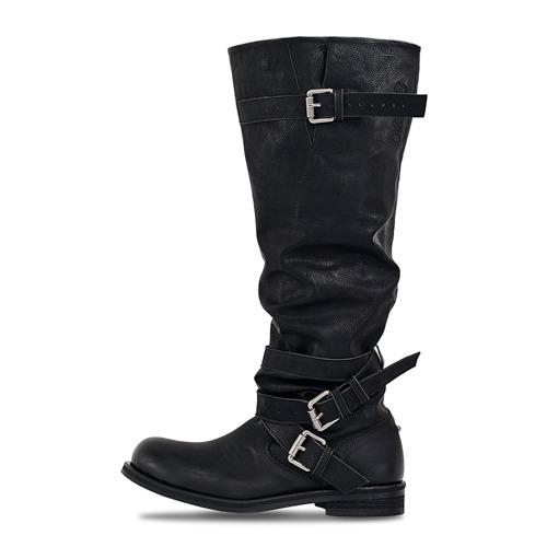 [11월13일 순차배송] [S/E/OXNT3] Knee-High Slouchy Buckle Long Boots_Matte Black