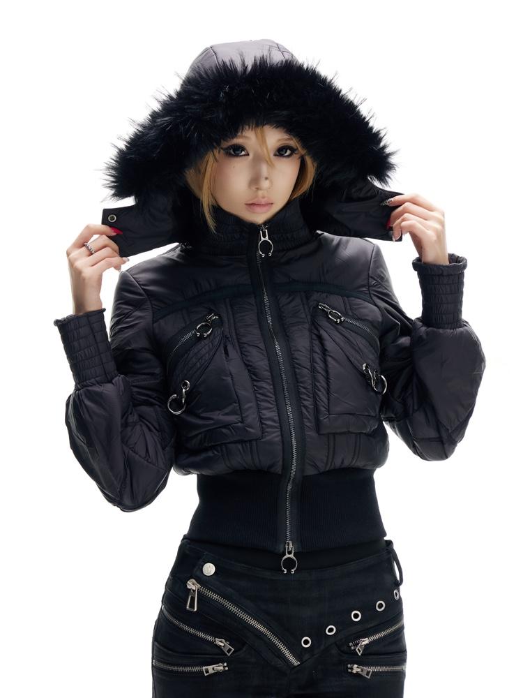 FreeOxygen Detachable hooded cotton jacket