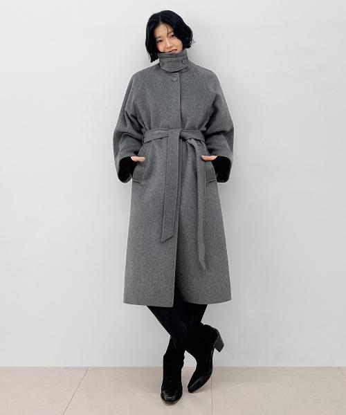 [우먼] 벨티드 발마칸 롱 코트 다크그레이 COWCT001DGRAY