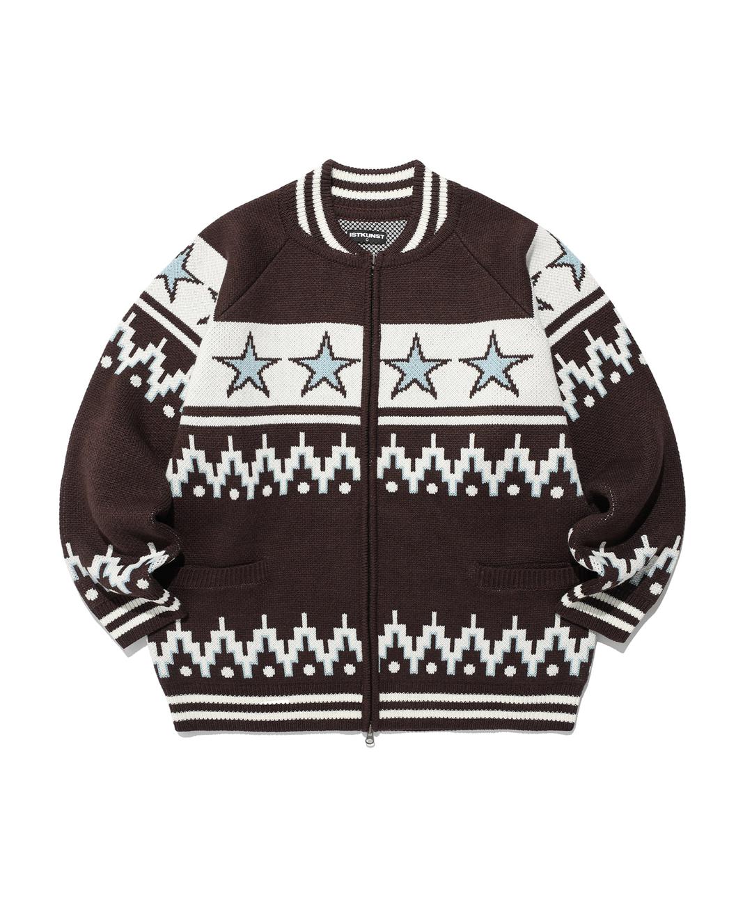 star cowichan knit cardigan_brown