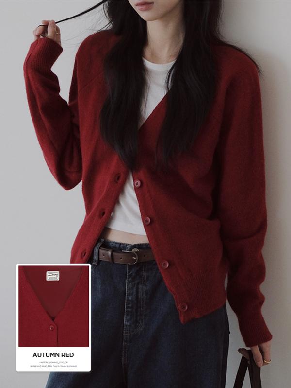 슬로우앤드 [오늘드림🚚] #SLOWMADE. 가먼트 브이넥 도톰가디건 - 6 color