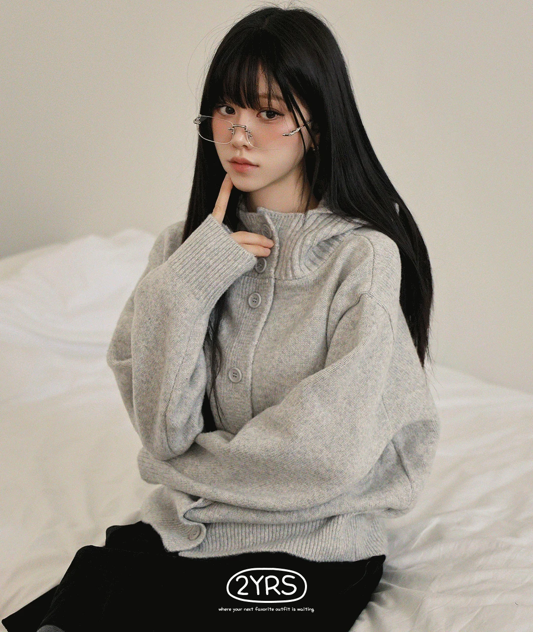 [폭닥도톰*.*] 카타 하이넥 버튼 후드 니트 가디건 (4color)