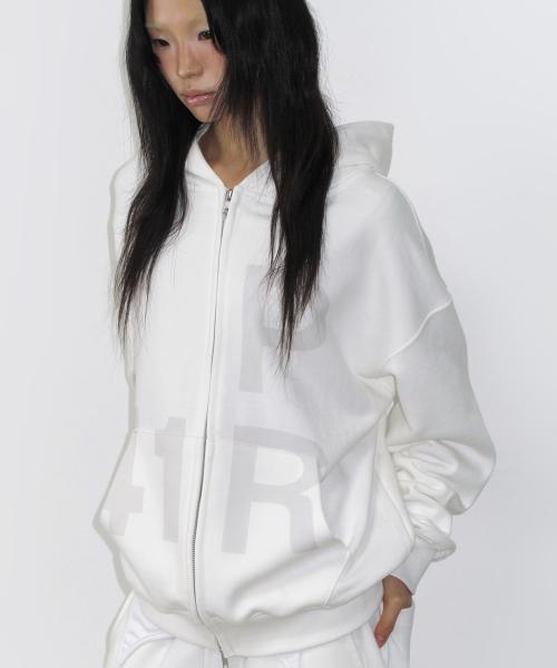 Graphic Zip Up Hoodie / Ivory