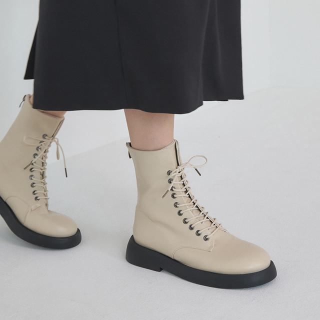 [오자 PICK]레이스업 플랫 워커부츠 412146009 (3.5cm/3colors)