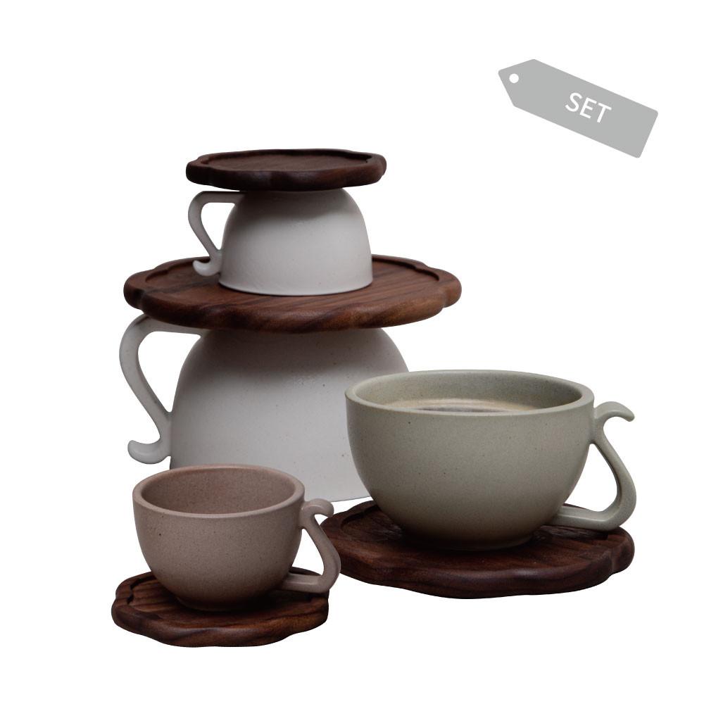 [소반컵;호족잔] 에스프레소+커피+라떼잔 1인 세트