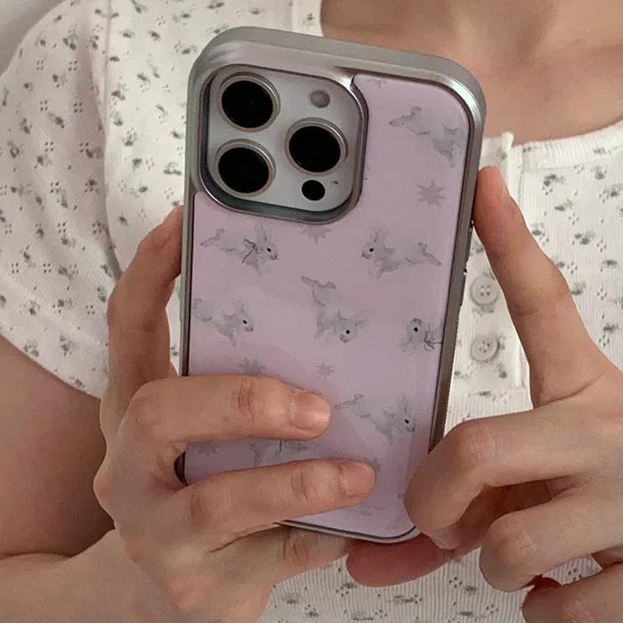 [아이폰17 출시][+갤럭시]Pink Rabbit 실버 에폭시 케이스