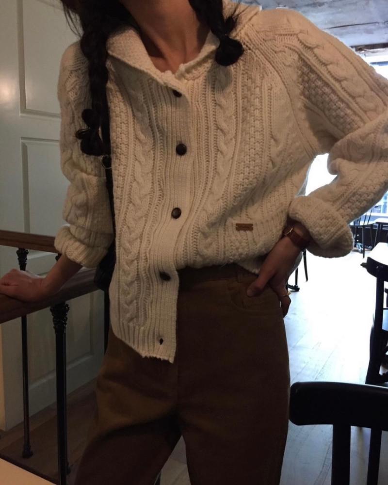 Overtake 오버테이크 둥근 꽈배기 가디건