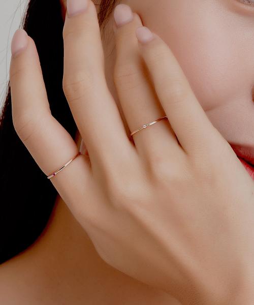 14K 타이니 큐빅 미스 링 반지