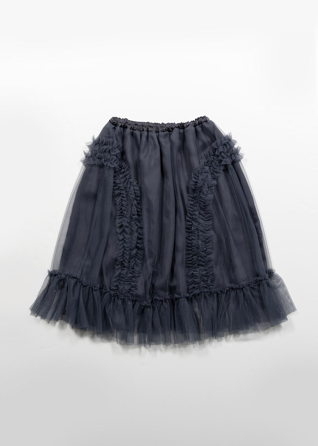[10/20 출고]BANDING RUFFLE SHA SKIRT - DUSTY BLUE