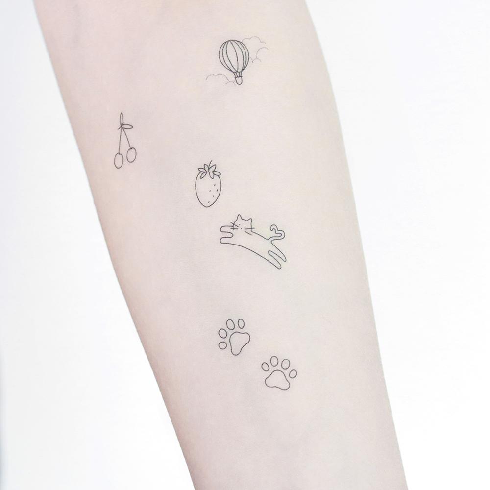 [KC인증]심플 라인 감성 미니 블랙 귀여운 타투스티커_no.22 미니라인 Medium