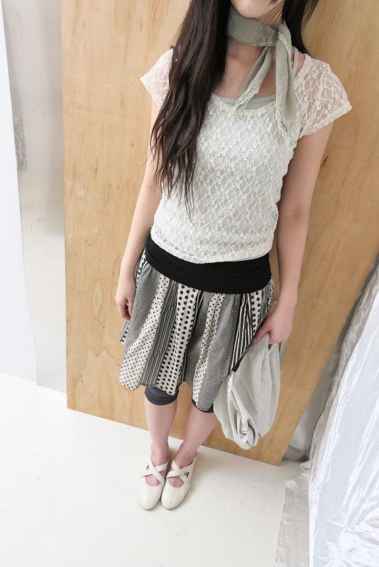 lace tank set tee (3color)