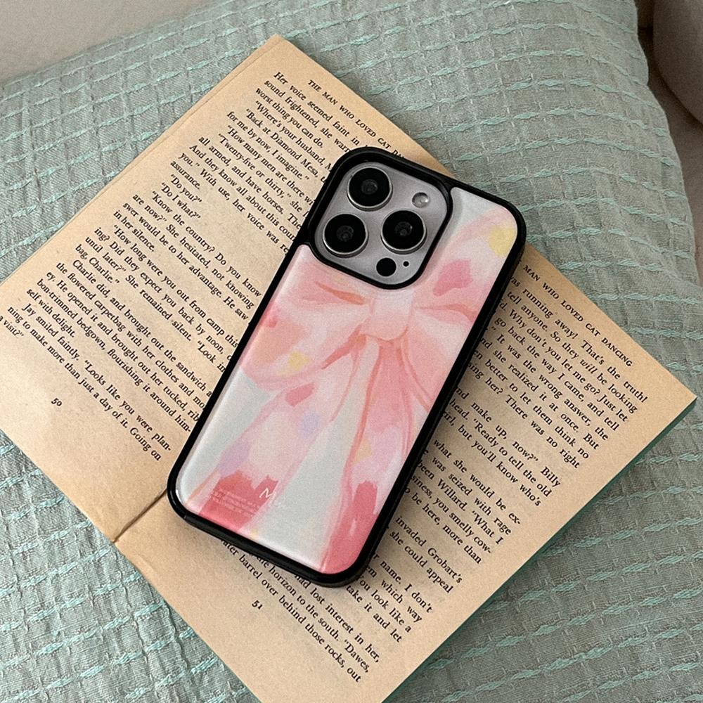 메이드모먼 vintage pink beige 아이폰 맥세이프 블랙 범퍼 케이스