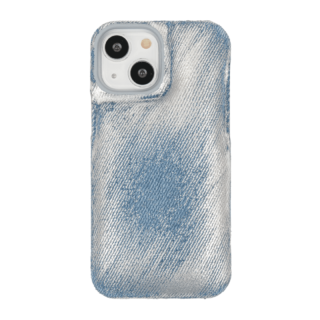 Silver denim cushion case (blue)