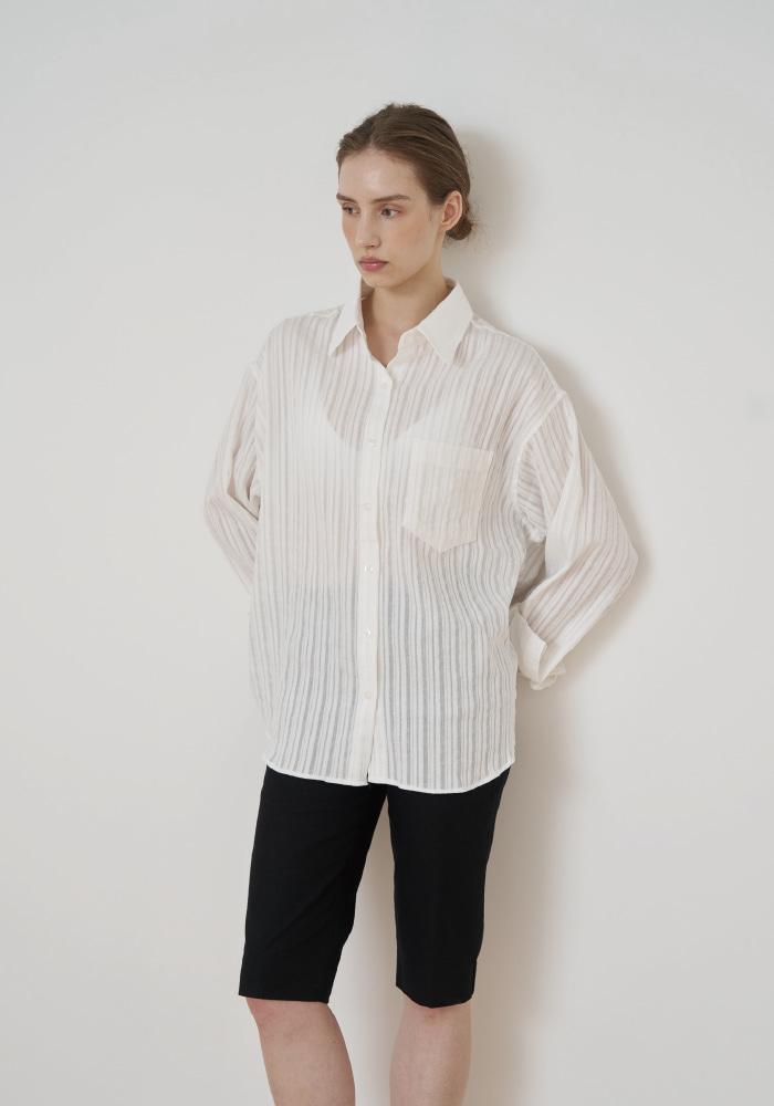 3RD / Plain Stripe Shirt (White)