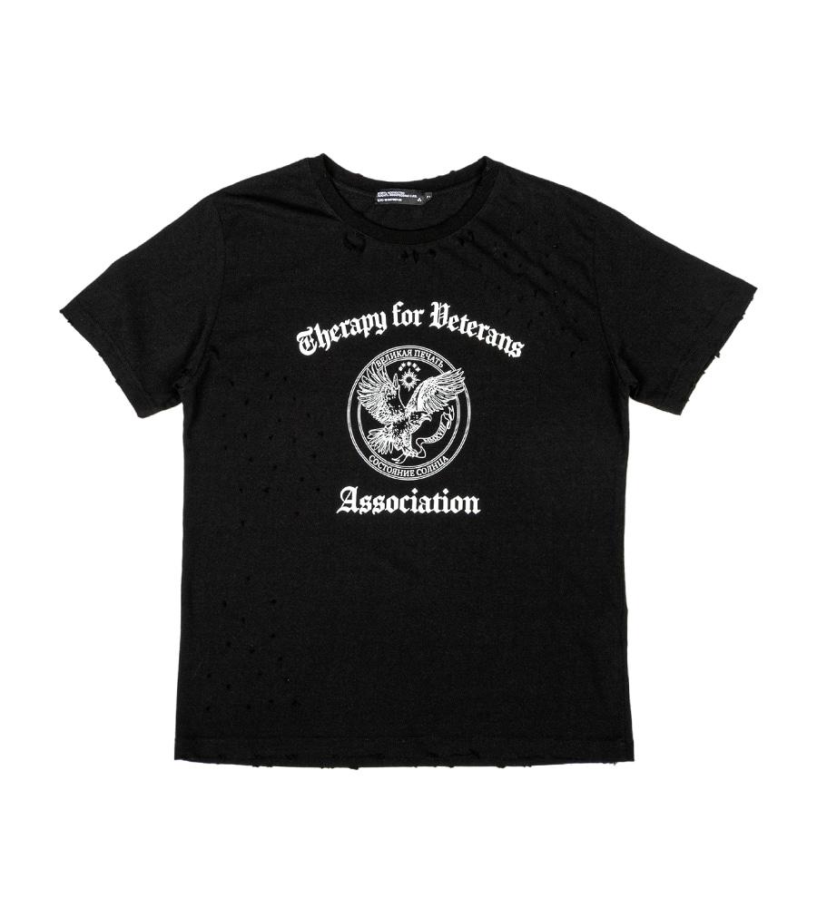 Therapy Of Veteran Hand Distressed Short Sleeve - Black