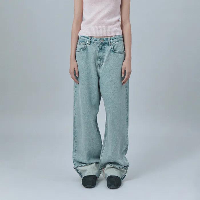 ROLL-UP WIDE JEANS (LIGHT BLUE)