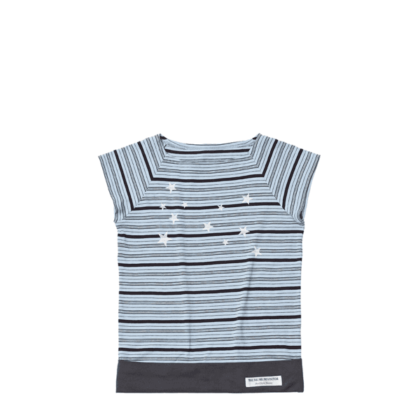 STRIPED STAR-PATTERNED T-SHIRT (SKY BLUE)