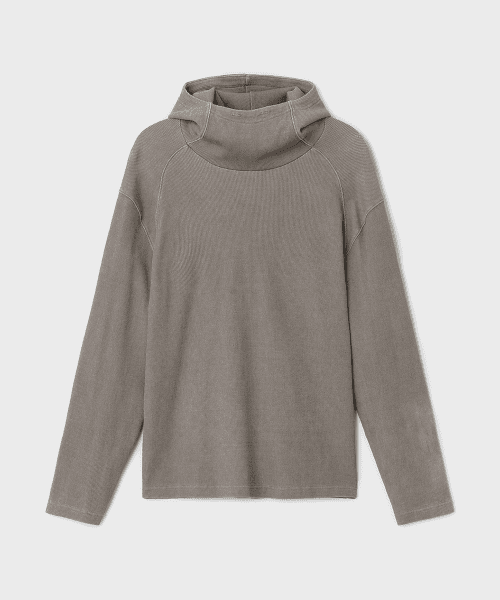 후디드 롱 슬리브 티셔츠 - 브라운