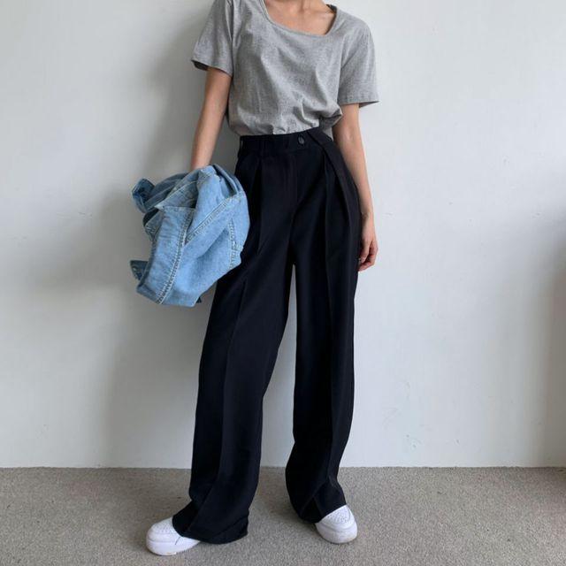 [3COLOR] 페이버 옆버클 핀턱 SL _글로인