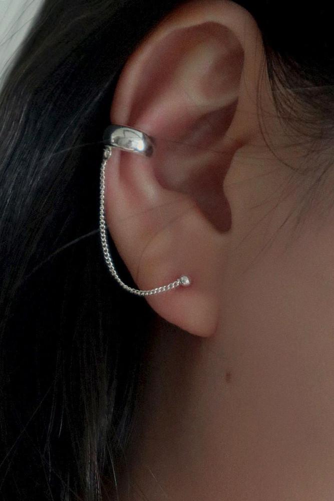 925silver 플레인 이어커프 귀걸이 1ea (2 color)