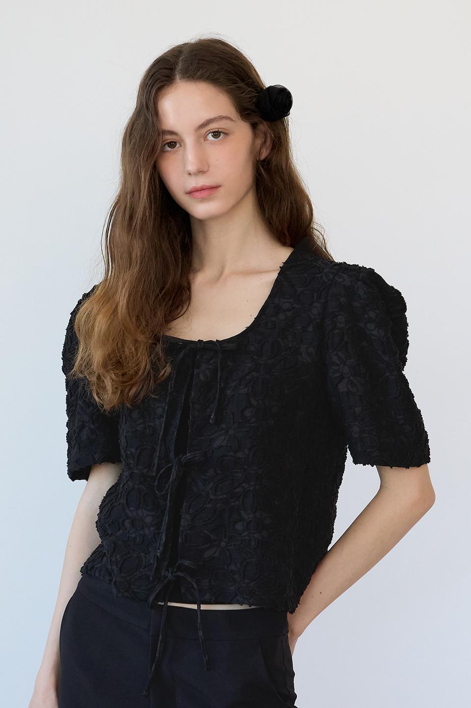 [리오더] Bloom Ribbon Top - Black