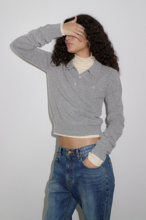 OF COLLAR KNIT_MELANGE GREY