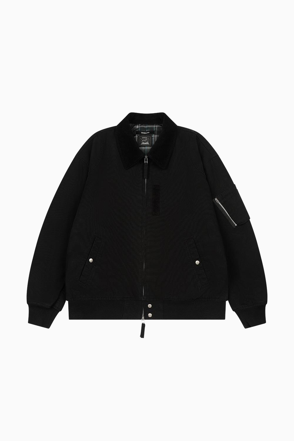 WASHED COTTON BLOUSON, BLACK