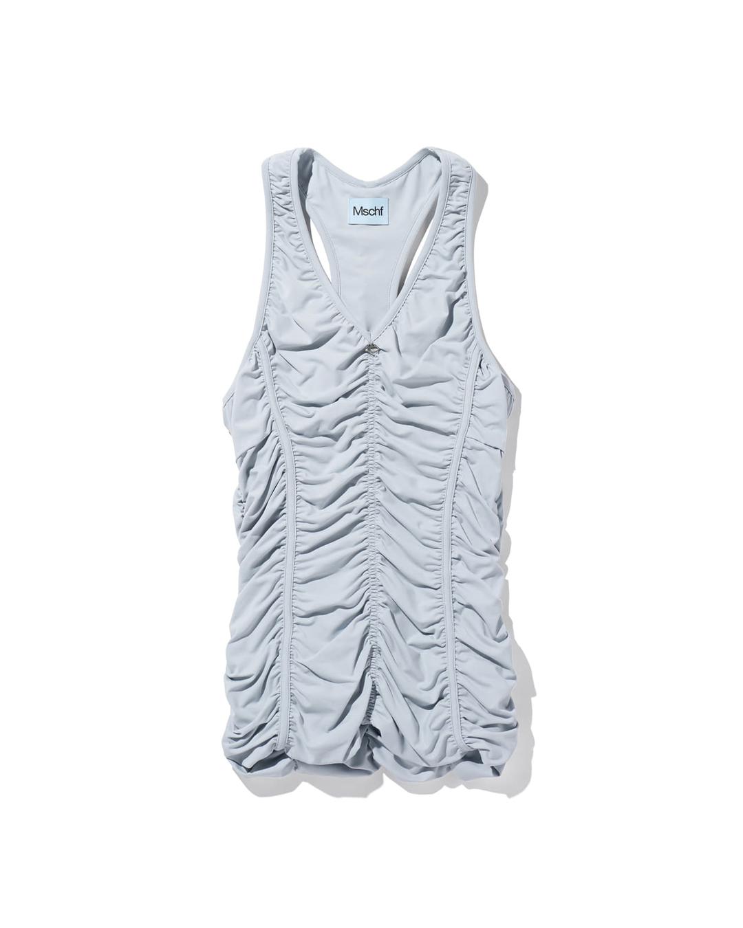 RUCHED HALTER SLEEVELESS TOP_LIGHT BLUE GREY