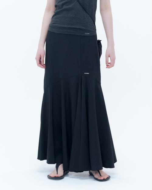 Flare long skirt BLACK