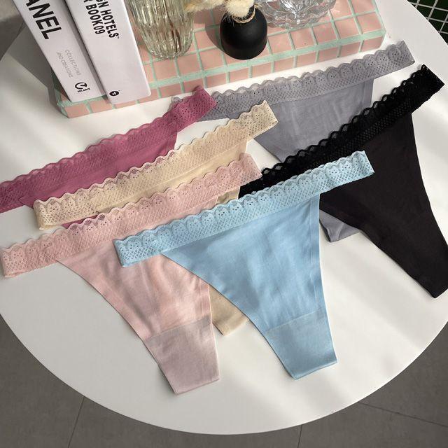 (6컬러) 고양이 레이스 T팬티 ( 레이스 티팬티 노라인 운동복팬티 붙는옷속옷 자국없는T팬티 )