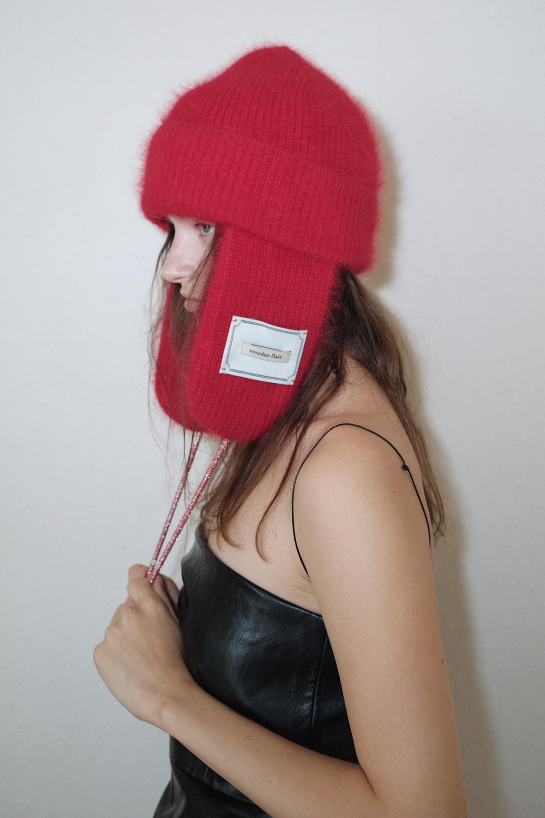 ANGORA EAR MUFF CAP_CHERRY RED