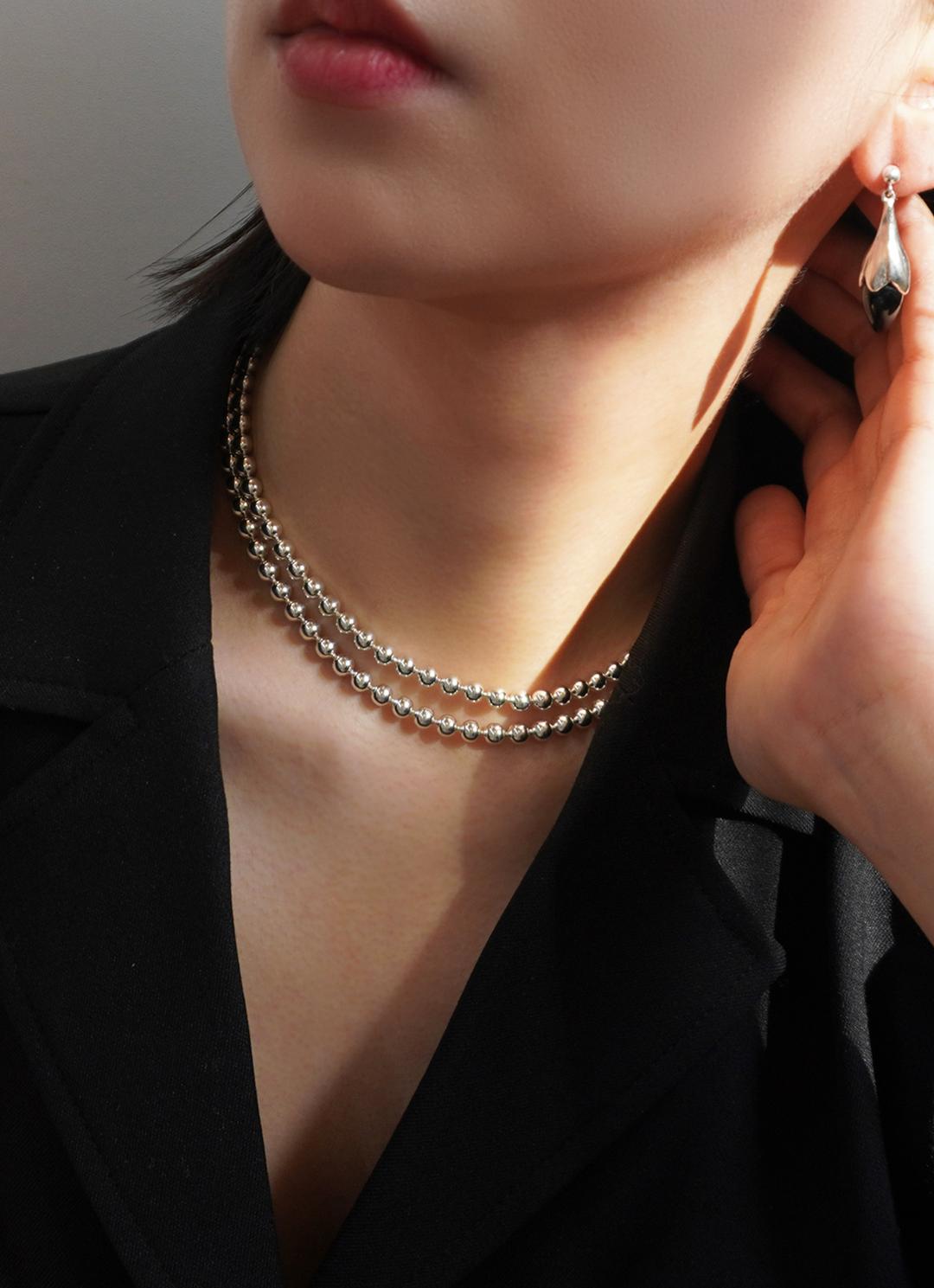5mm Silver ball chain choker necklace
