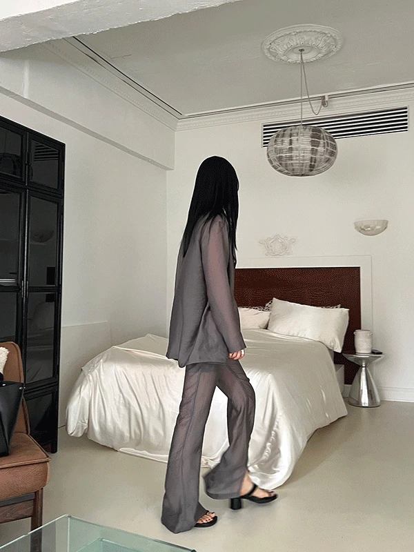 Tencel sheer set-up pants