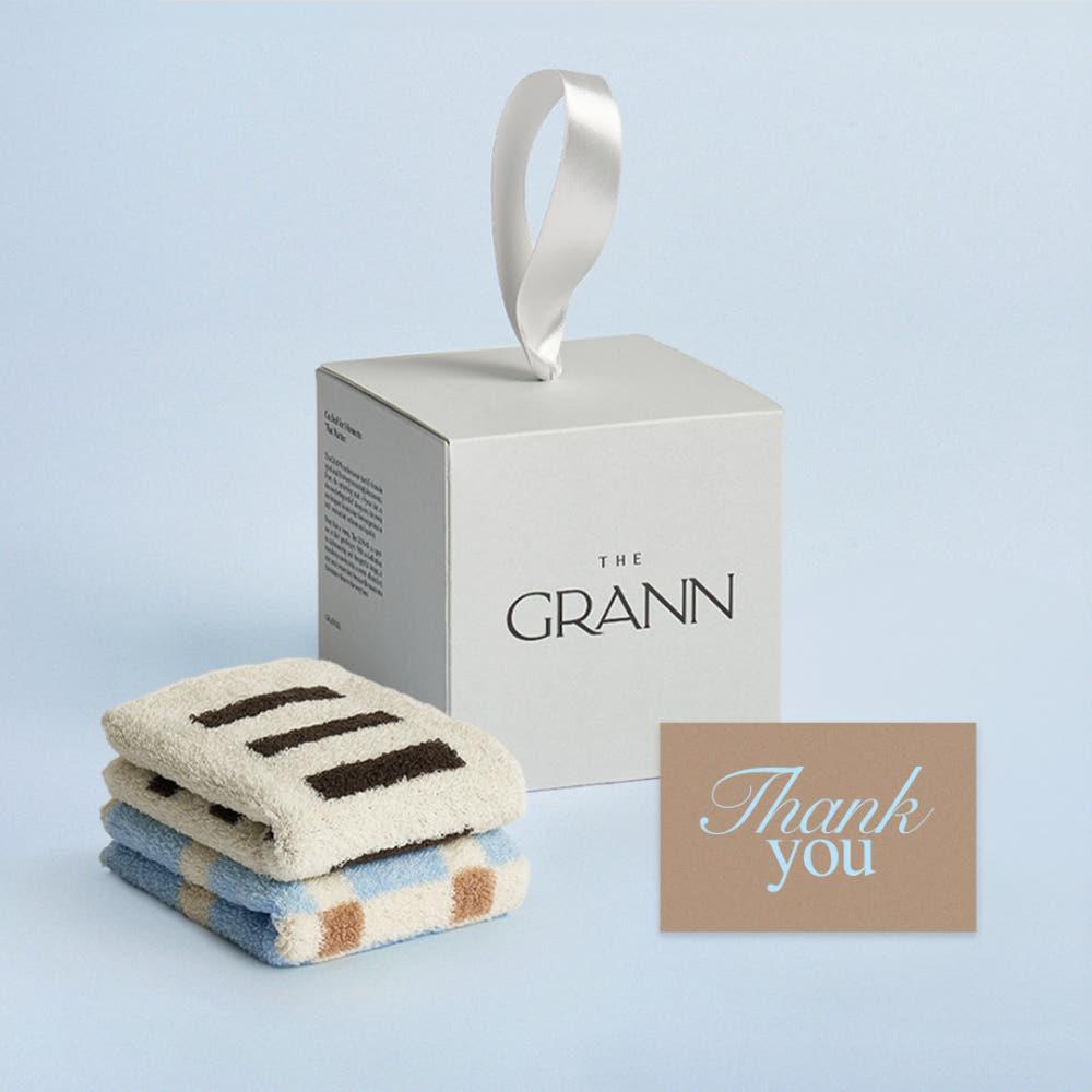 [선물포장] 더 그란 | 핸드 타월 2P - 코코넛 1P + 블루베리 모자이크 1P + 포스트카드 기프트세트