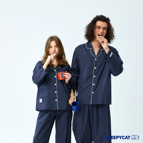 스몰 도트 커플 파자마 상하의 세트