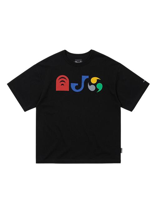 [PBA] AJO Pictogram Nylon Applique T-Shirt [BLACK]